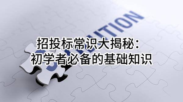 招投标常识大揭秘：初学者必备的基础知识