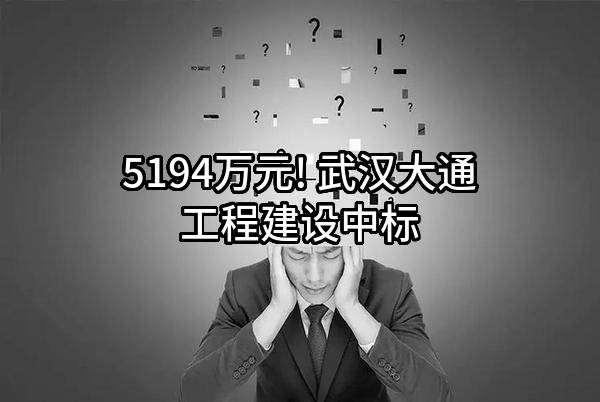5194万元! 武汉大通工程建设有限公司中标