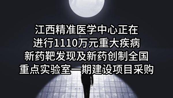江西精准医学中心有限责任公司正在进行1110万元重大疾病新药靶发现及新药创制全国重点实验室一期建设项目采购
