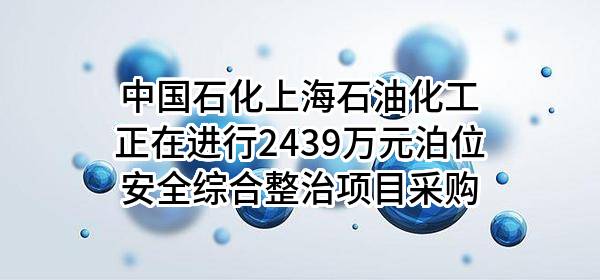 中国石化上海石油化工股份有限公司正在进行2439万元泊位安全综合整治项目采购