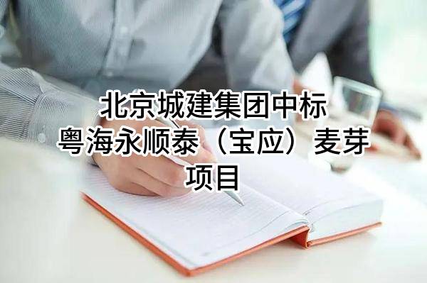 北京城建集团有限责任公司中标粤海永顺泰（宝应）麦芽有限公司项目
