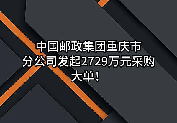 中国邮政集团有限公司重庆市分公司最新发起2729万元采购大单！
