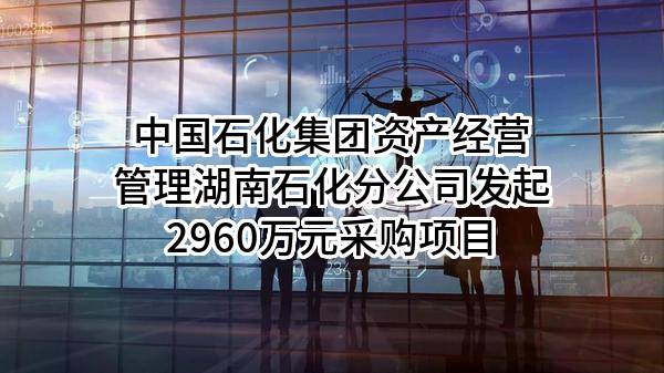中国石化集团资产经营管理有限公司湖南石化分公司最新发起2960万元采购项目