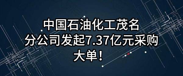 中国石油化工股份有限公司茂名分公司最新发起7.37亿元采购大单！