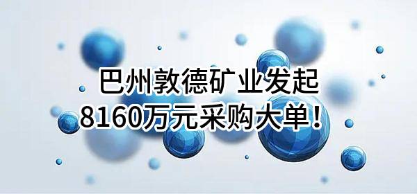 巴州敦德矿业有限责任公司最新发起8160万元采购大单!