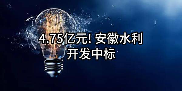 4.75亿元! 安徽水利开发有限公司中标