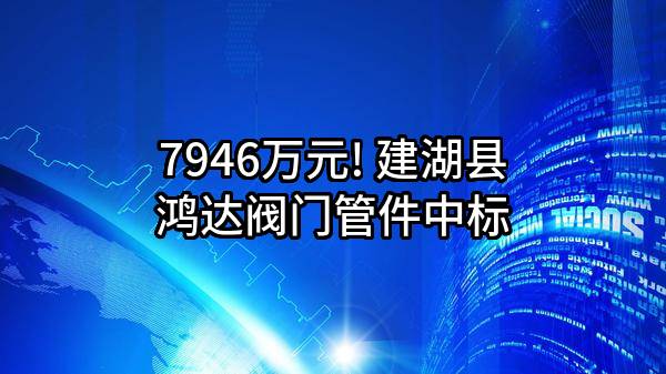7946万元! 建湖县鸿达阀门管件有限公司中标