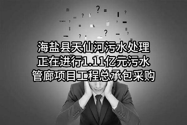 海盐县天仙河污水处理有限公司正在进行1.11亿元污水管廊项目工程总承包采购