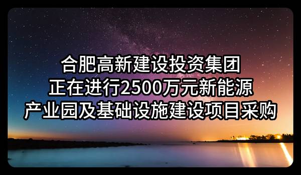 合肥高新建设投资集团有限公司正在进行2500万元新能源产业园及基础设施建设项目采购