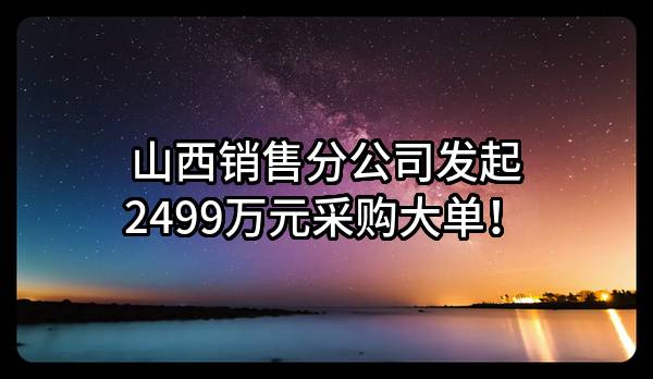 山西销售分公司最新发起2499万元采购大单！