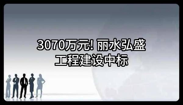 3070万元! 丽水弘盛工程建设有限公司中标