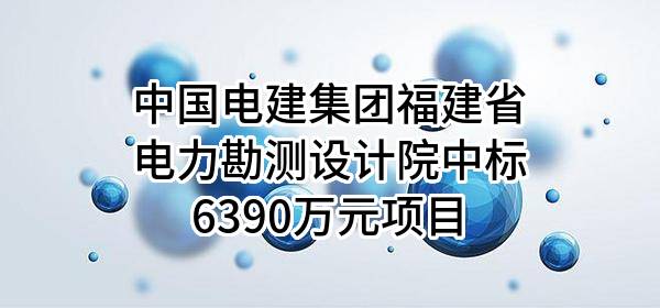 中国电建集团福建省电力勘测设计院有限公司中标6390万元项目