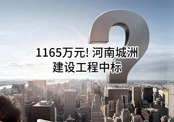 1165万元! 河南城洲建设工程有限公司中标