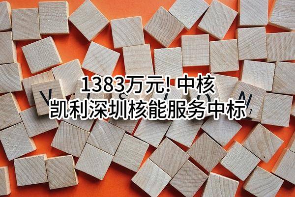 1383万元! 中核凯利深圳核能服务股份有限公司中标