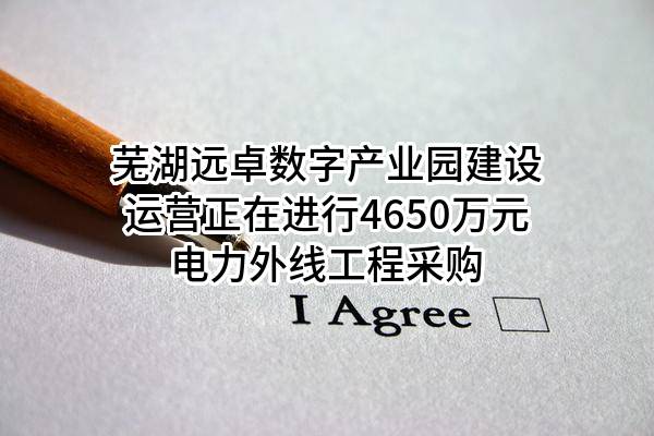 芜湖远卓数字产业园建设运营有限公司正在进行4650万元电力外线工程采购