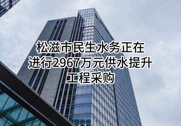 松滋市民生水务有限公司正在进行2967万元供水提升工程采购