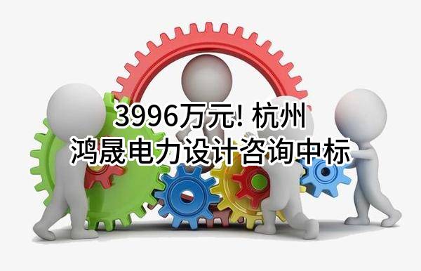 3996万元! 杭州鸿晟电力设计咨询有限公司中标