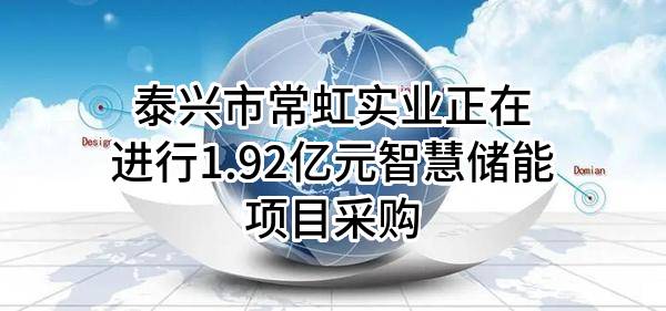 泰兴市常虹实业有限公司正在进行1.92亿元智慧储能项目采购