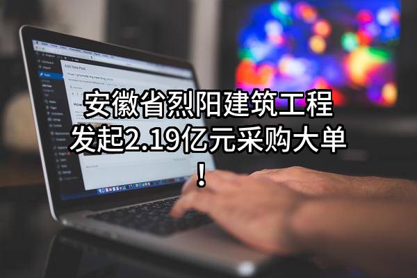 安徽省烈阳建筑工程有限公司最新发起2.19亿元采购大单！