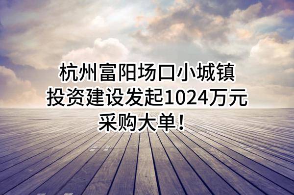 杭州富阳场口小城镇投资建设有限公司最新发起1024万元采购大单!
