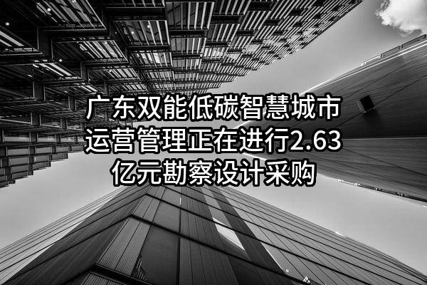 广东双能低碳智慧城市运营管理有限公司正在进行2.63亿元勘察设计采购