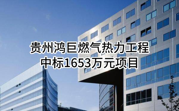 贵州鸿巨燃气热力工程有限公司中标1653万元项目