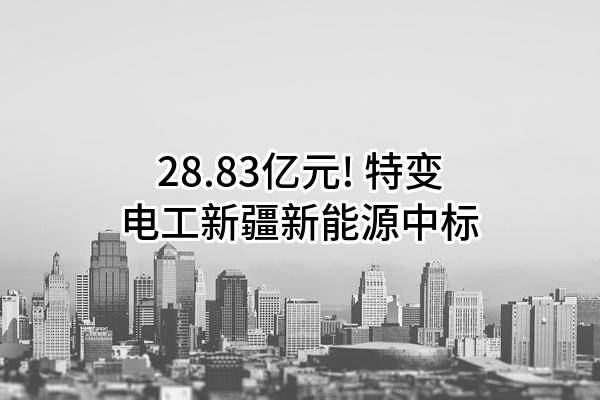 28.83亿元! 特变电工新疆新能源股份有限公司中标
