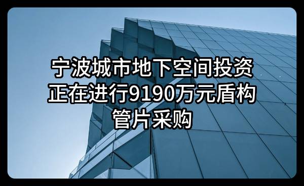 宁波城市地下空间投资有限公司正在进行9190万元盾构管片采购