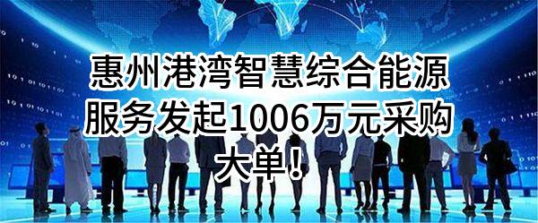 惠州港湾智慧综合能源服务有限公司最新发起1006万元采购大单!