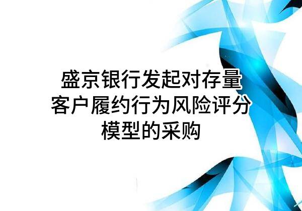 盛京银行股份有限公司发起对存量客户履约行为风险评分模型的采购