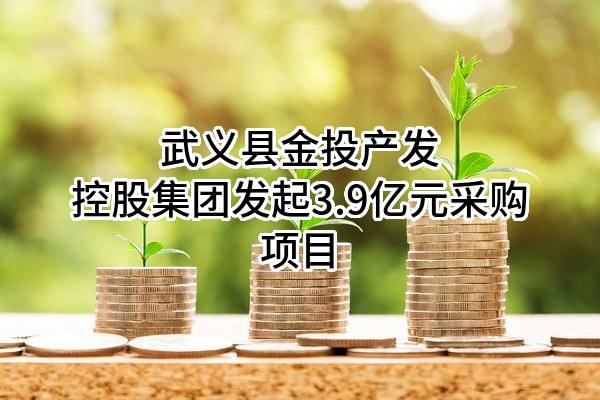武义县金投产发控股集团有限公司最新发起3.9亿元采购项目